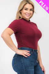 Plus Size Ribbed Short Sleeve Bodysuit | Mixtshop LLC