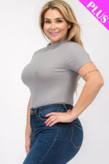 Plus Size Ribbed Short Sleeve Bodysuit | Mixtshop LLC
