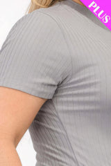 Plus Size Ribbed Short Sleeve Bodysuit | Mixtshop LLC