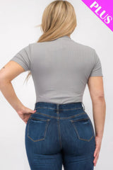 Plus Size Ribbed Short Sleeve Bodysuit | Mixtshop LLC