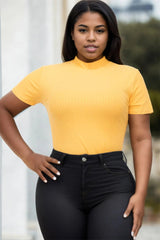 Plus Size Ribbed Short Sleeve Bodysuit | Mixtshop LLC