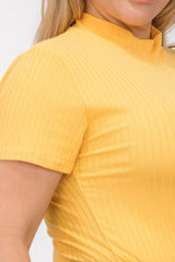 Plus Size Ribbed Short Sleeve Bodysuit | Mixtshop LLC