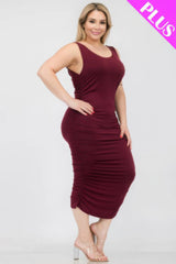 Plus Size Square Neck Ruched Bodycon Midi Dress | Mixtshop LLC