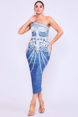 One Shoulder Denim Print Dress | Mixtshop LLC