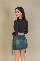 Solid Rib Knit Square Neck Long Sleeve Top | Mixtshop LLC