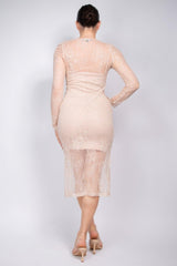 Lace Rhinestone-studded Slit Midi Dress | Mixtshop LLC