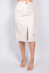 Faux Leather High-rise Cargo Skirt | Mixtshop LLC