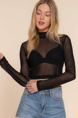 Long Sleeve Mock Neck Mesh Top | Mixtshop LLC