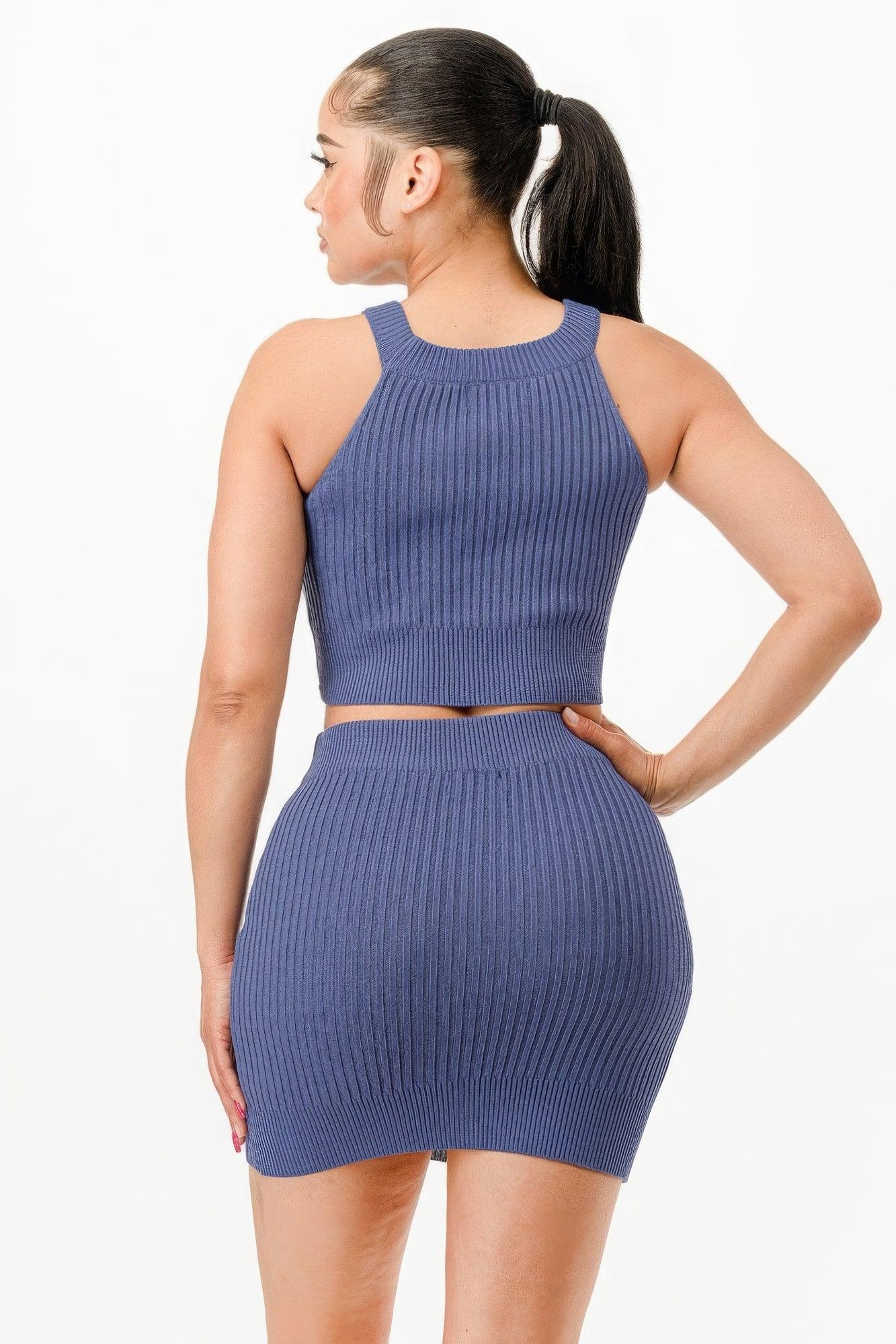 Halter Neck Tank Top And Bodycon Mini Skirt Set | Mixtshop LLC
