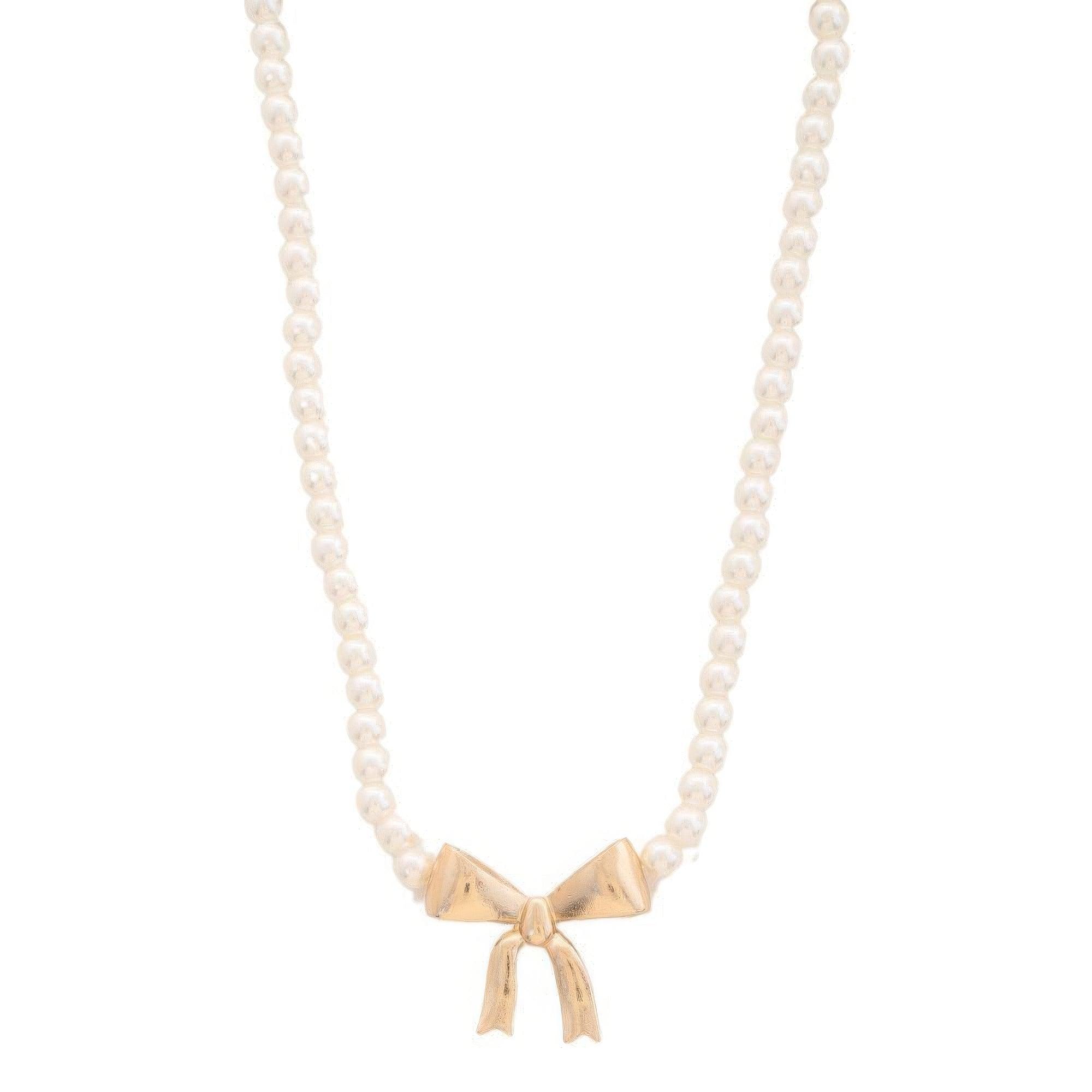 Pearl Ribbon Bow Pendant Necklace | Mixtshop LLC