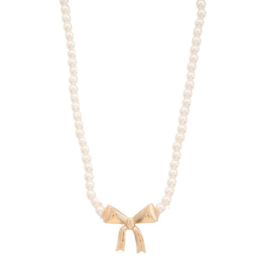 Pearl Ribbon Bow Pendant Necklace | Mixtshop LLC