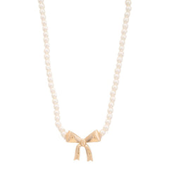 Pearl Ribbon Bow Pendant Necklace | Mixtshop LLC
