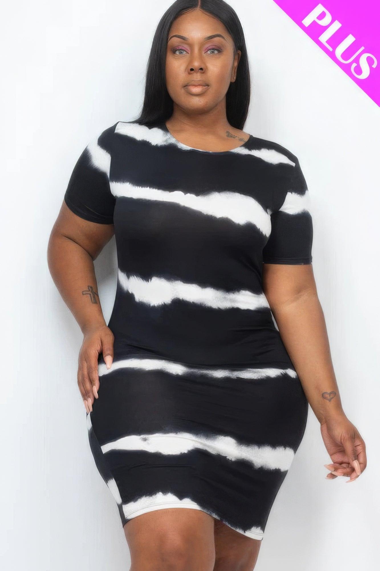 Plus Size Tie-dye Print Bodycon Dress | Mixtshop LLC