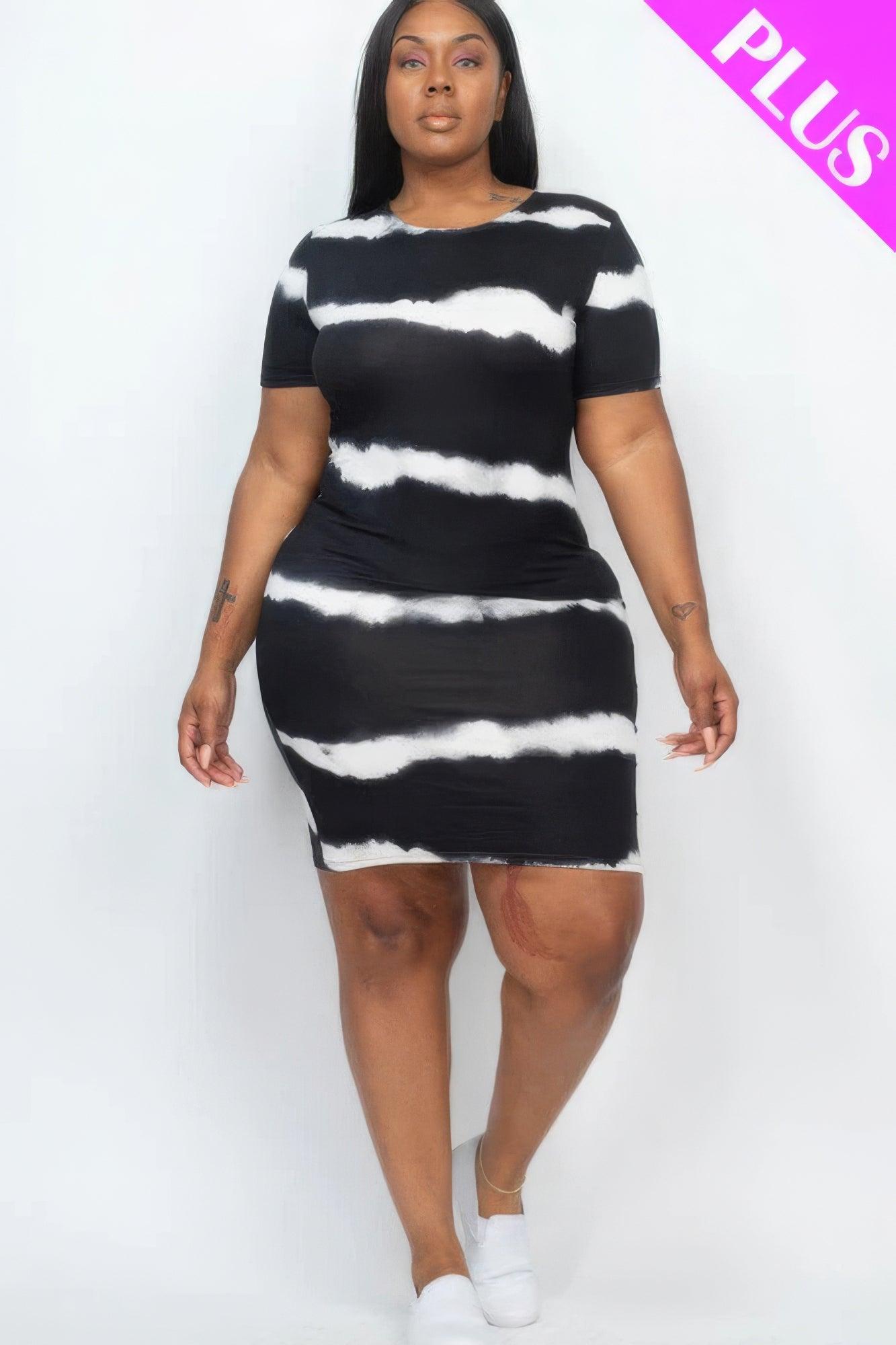 Plus Size Tie-dye Print Bodycon Dress | Mixtshop LLC