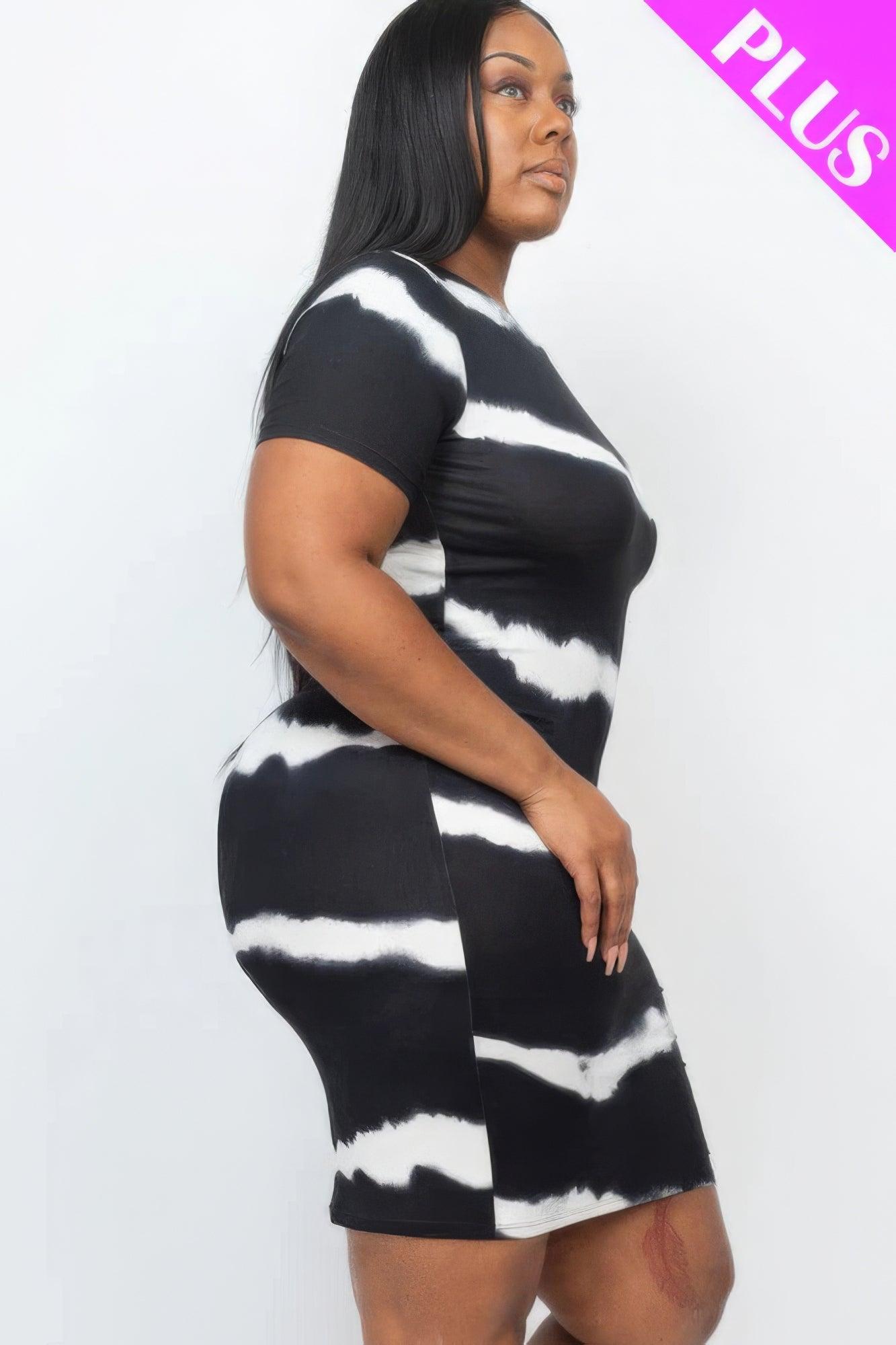 Plus Size Tie-dye Print Bodycon Dress | Mixtshop LLC