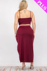 Plus Size Crop Cami & Split Thigh Maxi Skirt Set | Mixtshop LLC