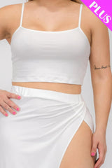 Plus Size Crop Cami & Split Thigh Maxi Skirt Set | Mixtshop LLC