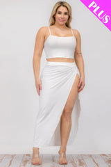 Plus Size Crop Cami & Split Thigh Maxi Skirt Set | Mixtshop LLC