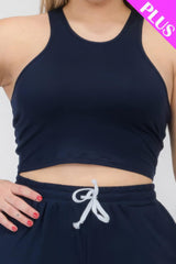 Plus Size Crop Tank Top & Ruched Pants Set | Mixtshop LLC