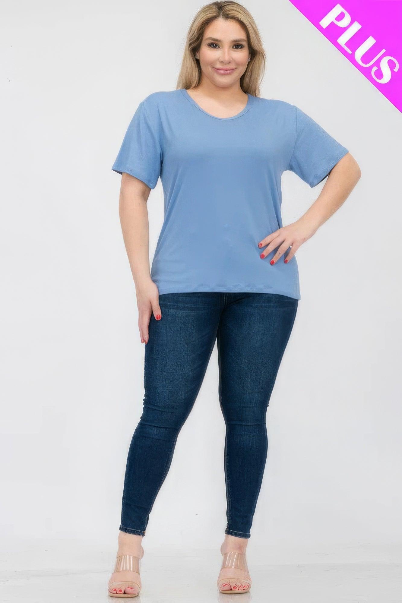 Plus Size Basic Short Sleeve T-shirt | Mixtshop LLC