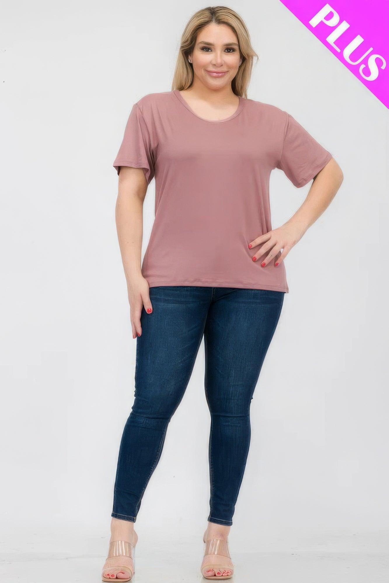 Plus Size Basic Short Sleeve T-shirt | Mixtshop LLC