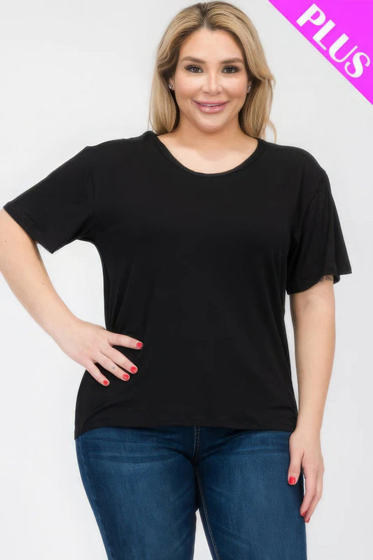 Plus Size Basic Short Sleeve T-shirt | Mixtshop LLC
