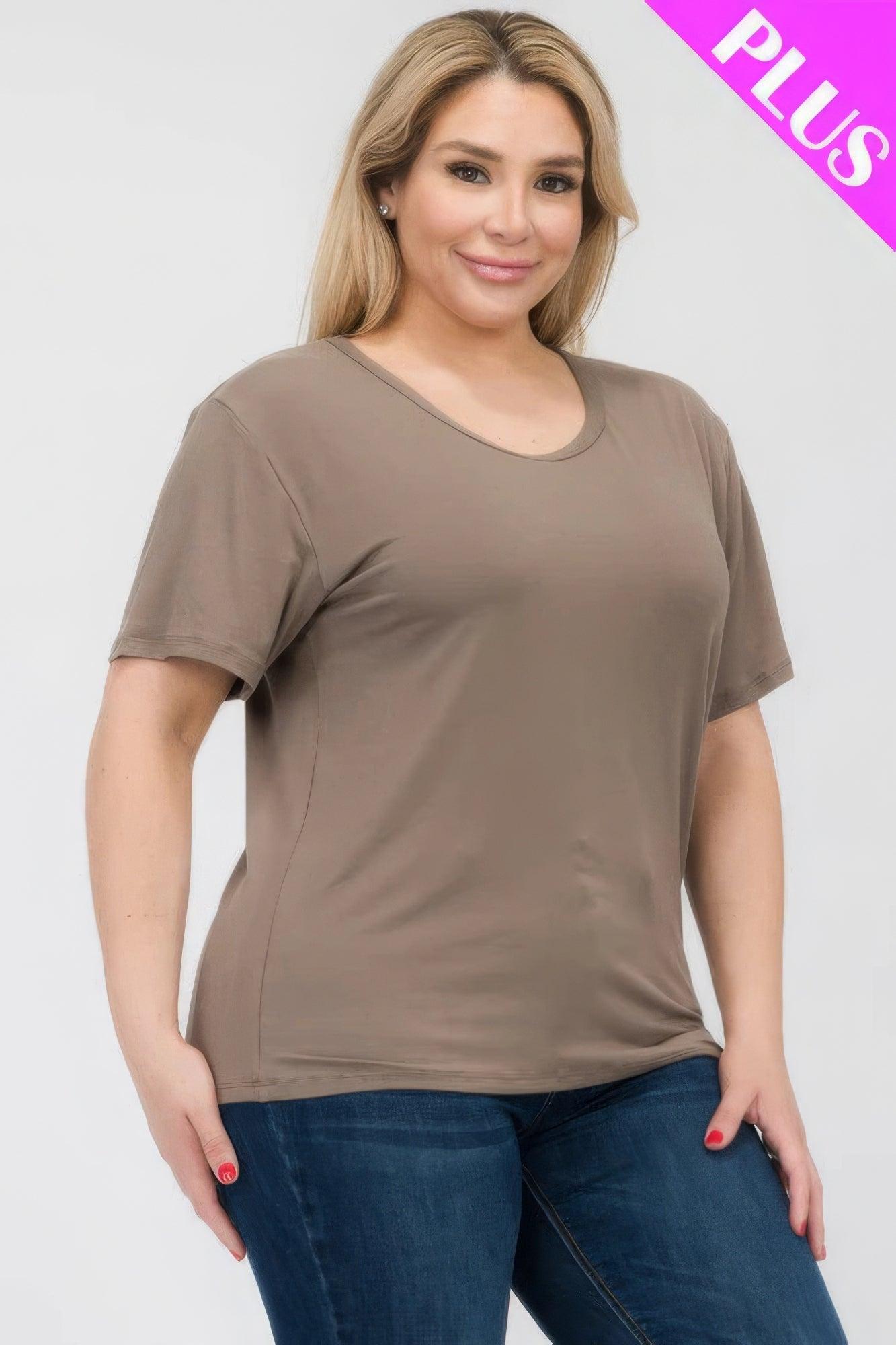 Plus Size Basic Short Sleeve T-shirt | Mixtshop LLC