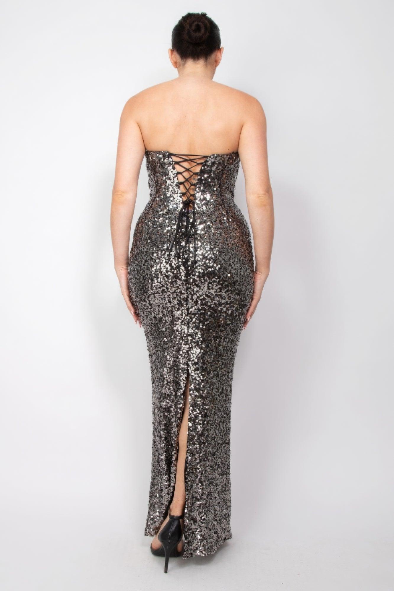 Sequin V-bar Crisscross Tube Dress | Mixtshop LLC