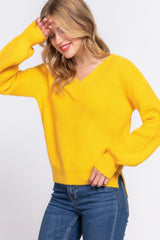 Long Slv Double V-neck Sweater | Mixtshop LLC