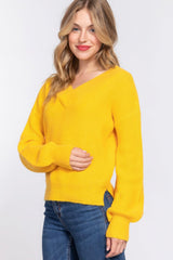 Long Slv Double V-neck Sweater | Mixtshop LLC