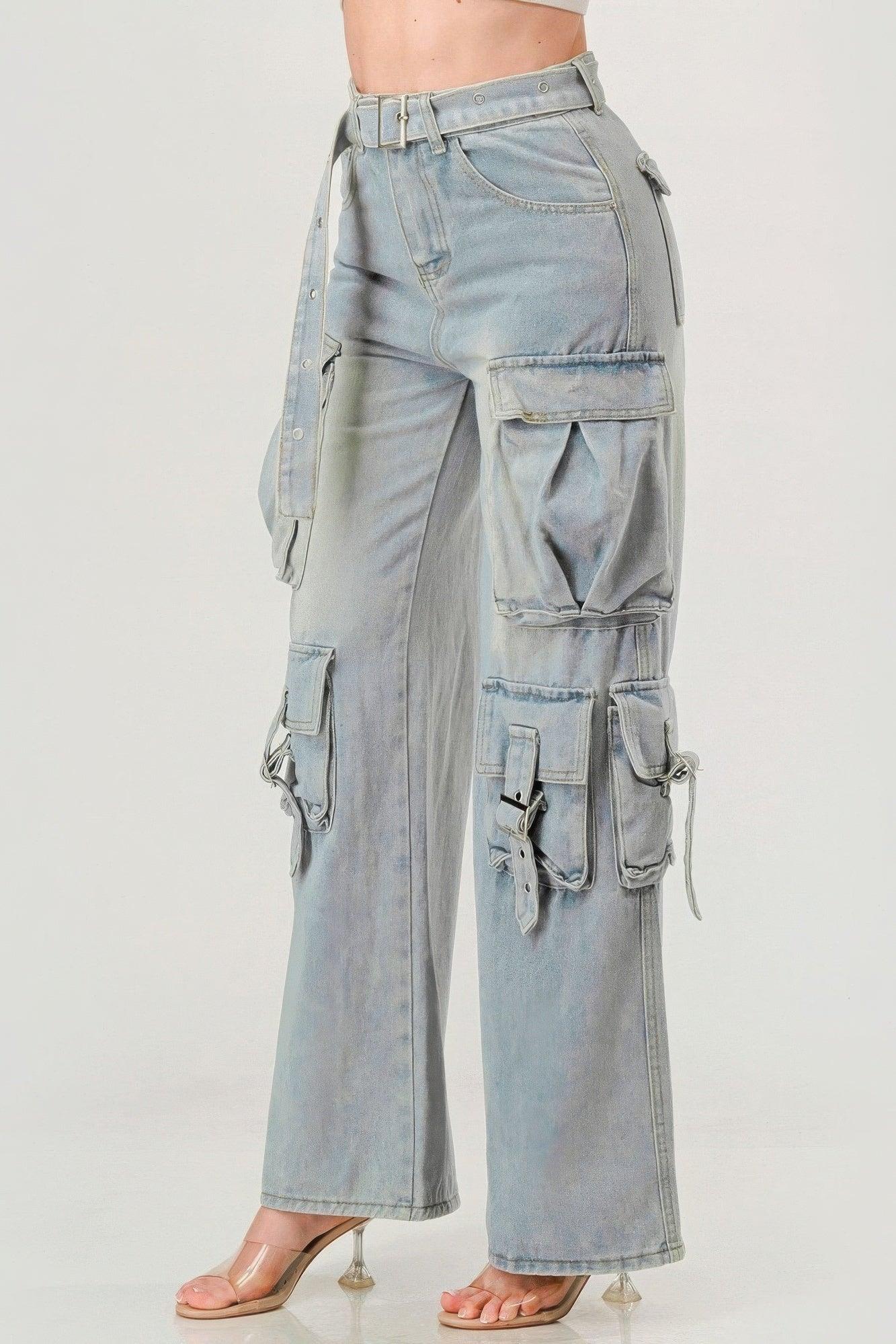 Belted Denim Cargo Jean | Mixtshop LLC