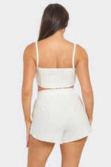 Front Oversized Bow Twisted Tie Top And Shorts Set | Mixtshop LLC