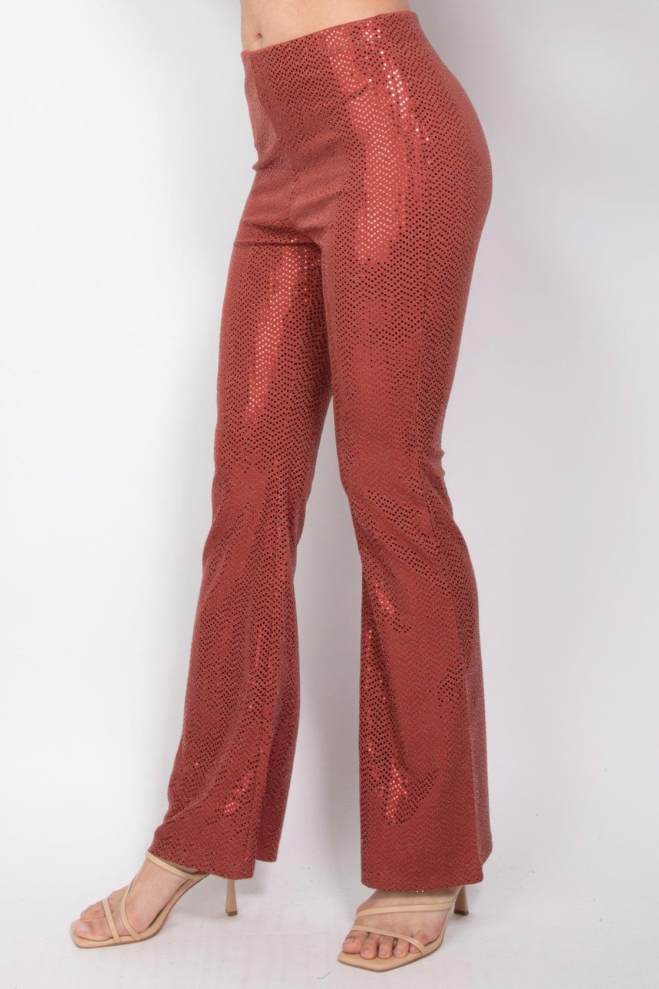 Sequined Fit & Flare Midrise Pants | Mixtshop LLC