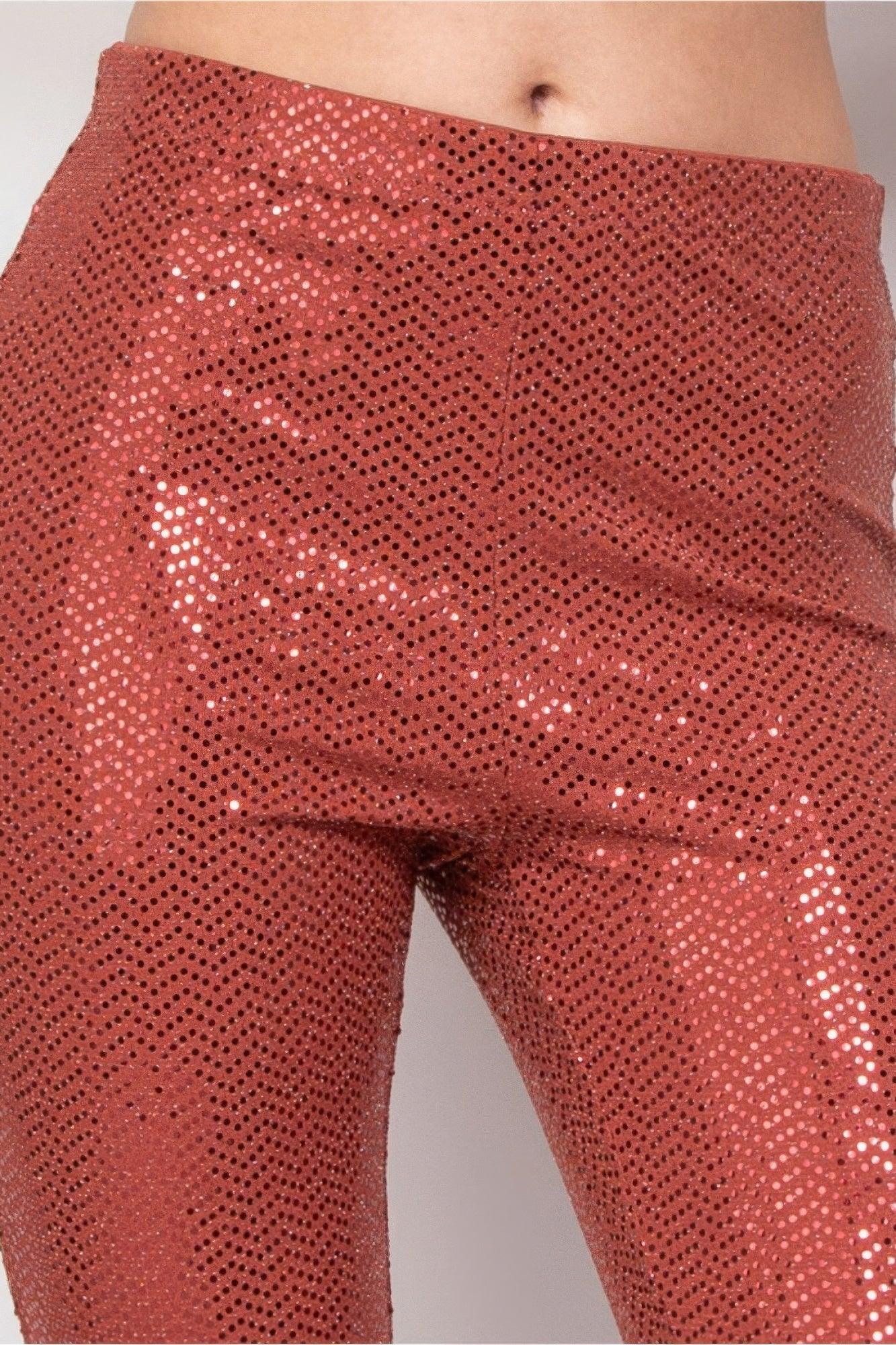 Sequined Fit & Flare Midrise Pants | Mixtshop LLC
