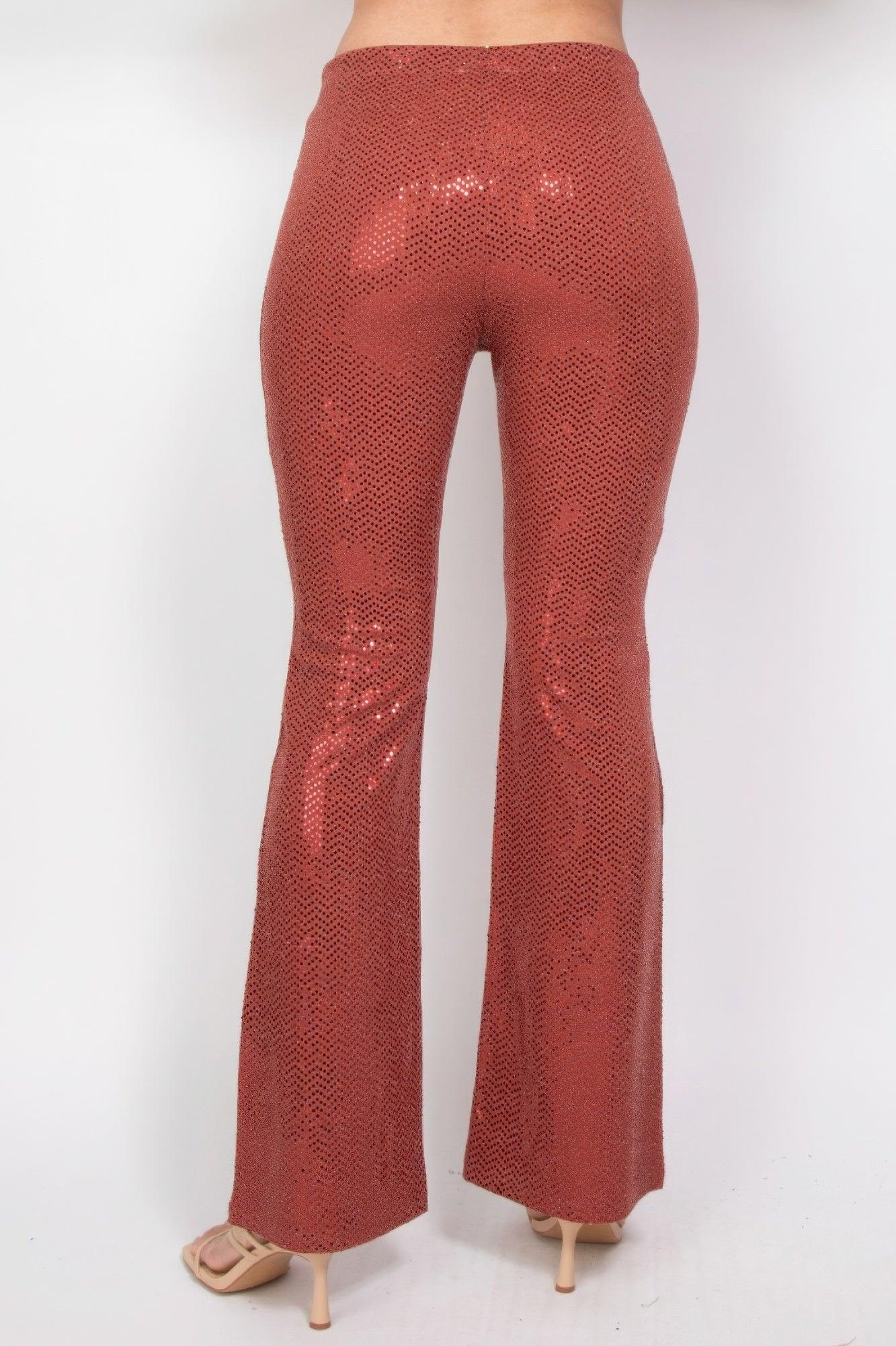 Sequined Fit & Flare Midrise Pants | Mixtshop LLC