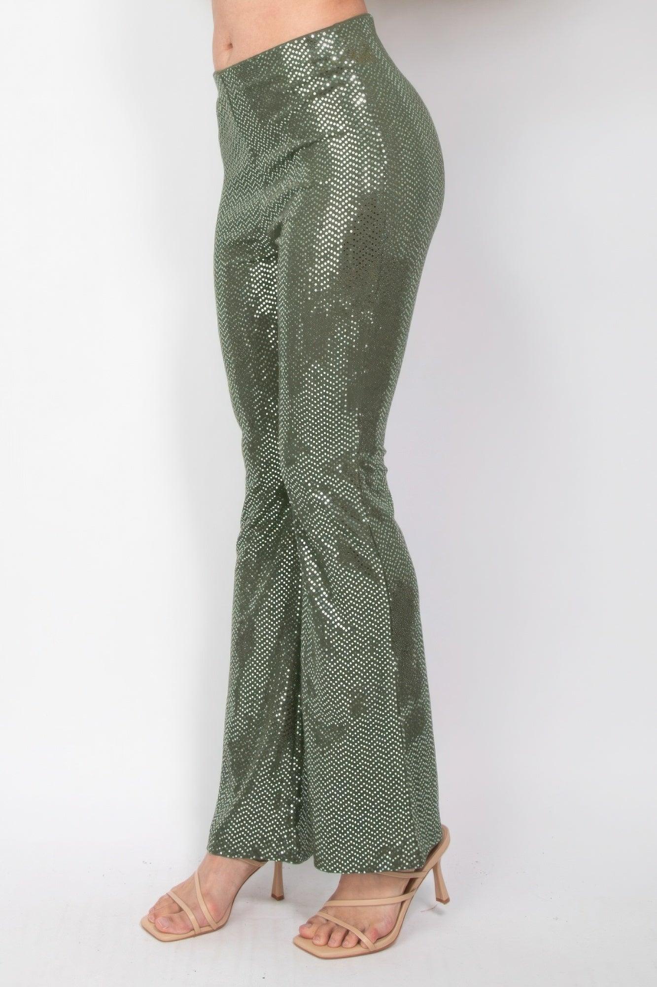 Sequined Fit & Flare Midrise Pants | Mixtshop LLC