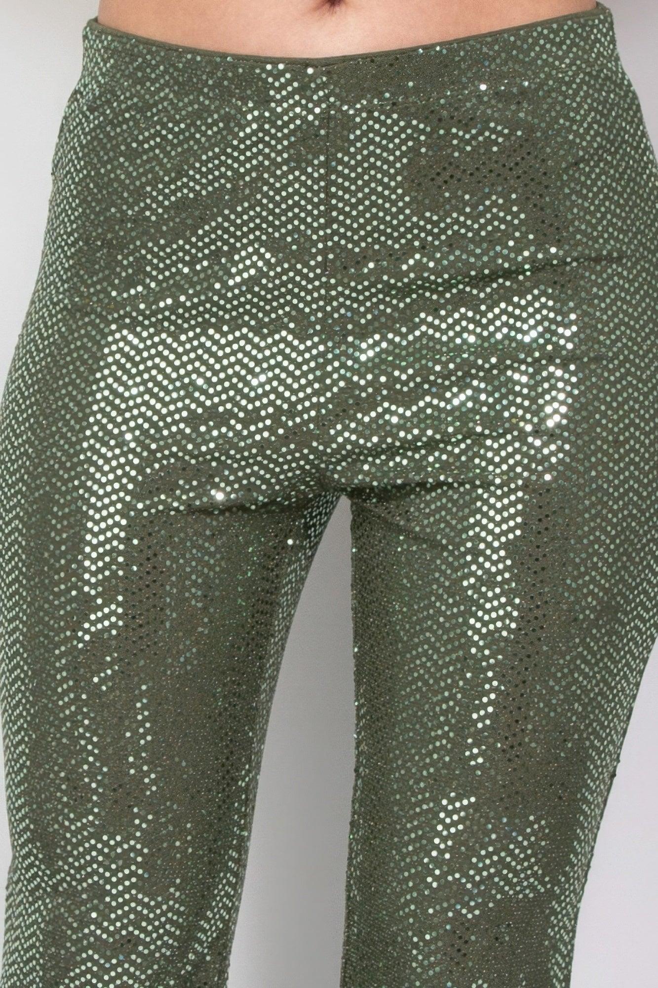 Sequined Fit & Flare Midrise Pants | Mixtshop LLC