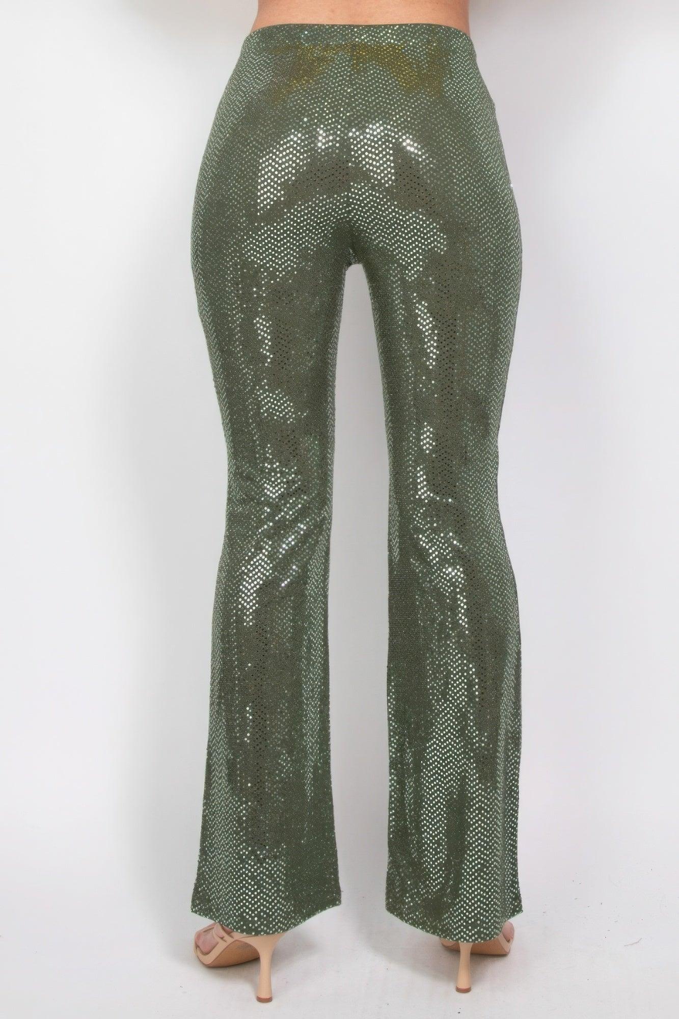 Sequined Fit & Flare Midrise Pants | Mixtshop LLC