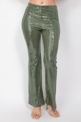 Sequined Fit & Flare Midrise Pants | Mixtshop LLC
