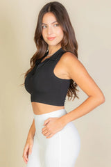 Solid Ribbed Polo Neck Tank Top | Mixtshop LLC