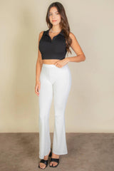 Solid Ribbed Polo Neck Tank Top | Mixtshop LLC