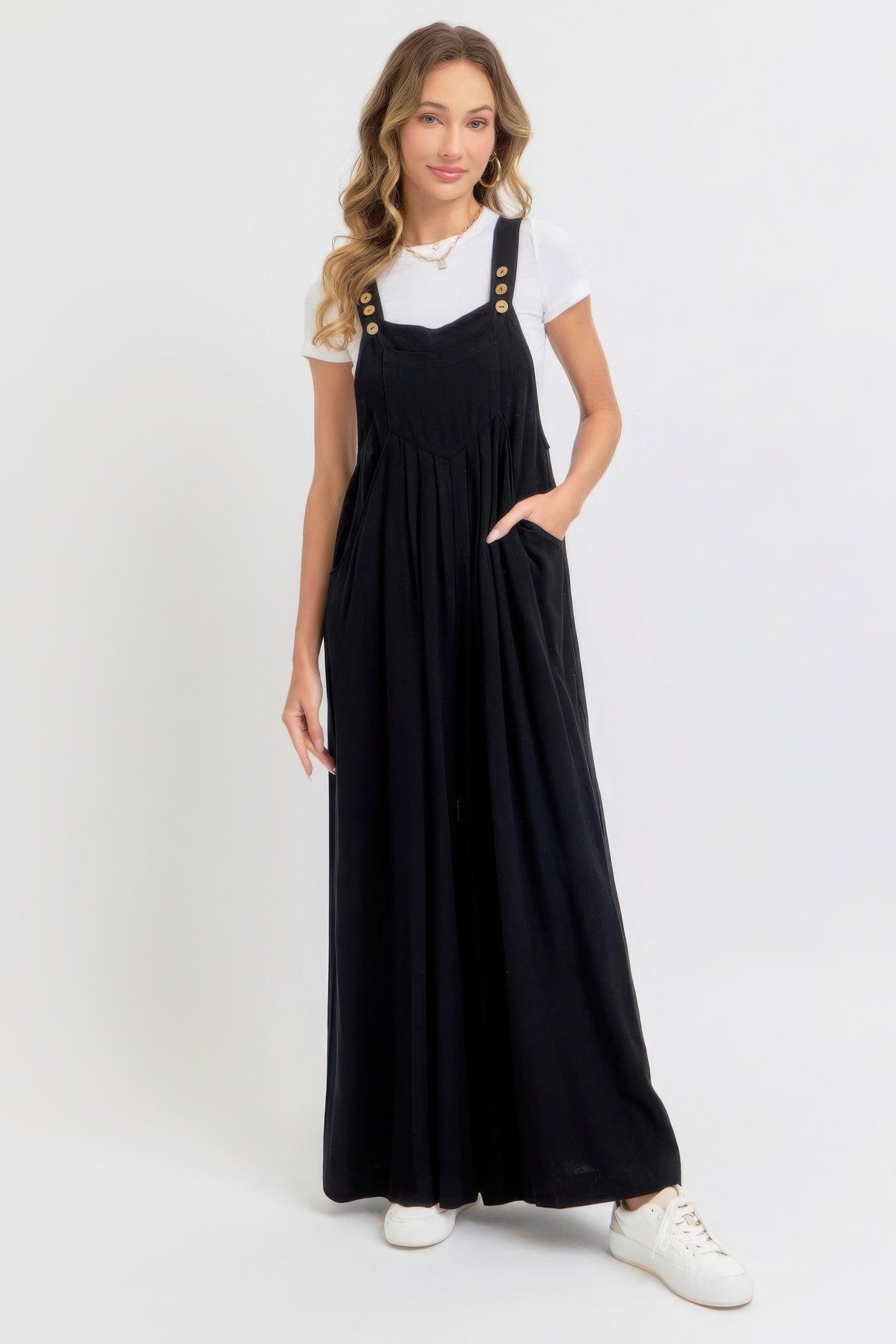 Adjustable Strap Overall Wide Leg Jumpsuit | Mixtshop LLC