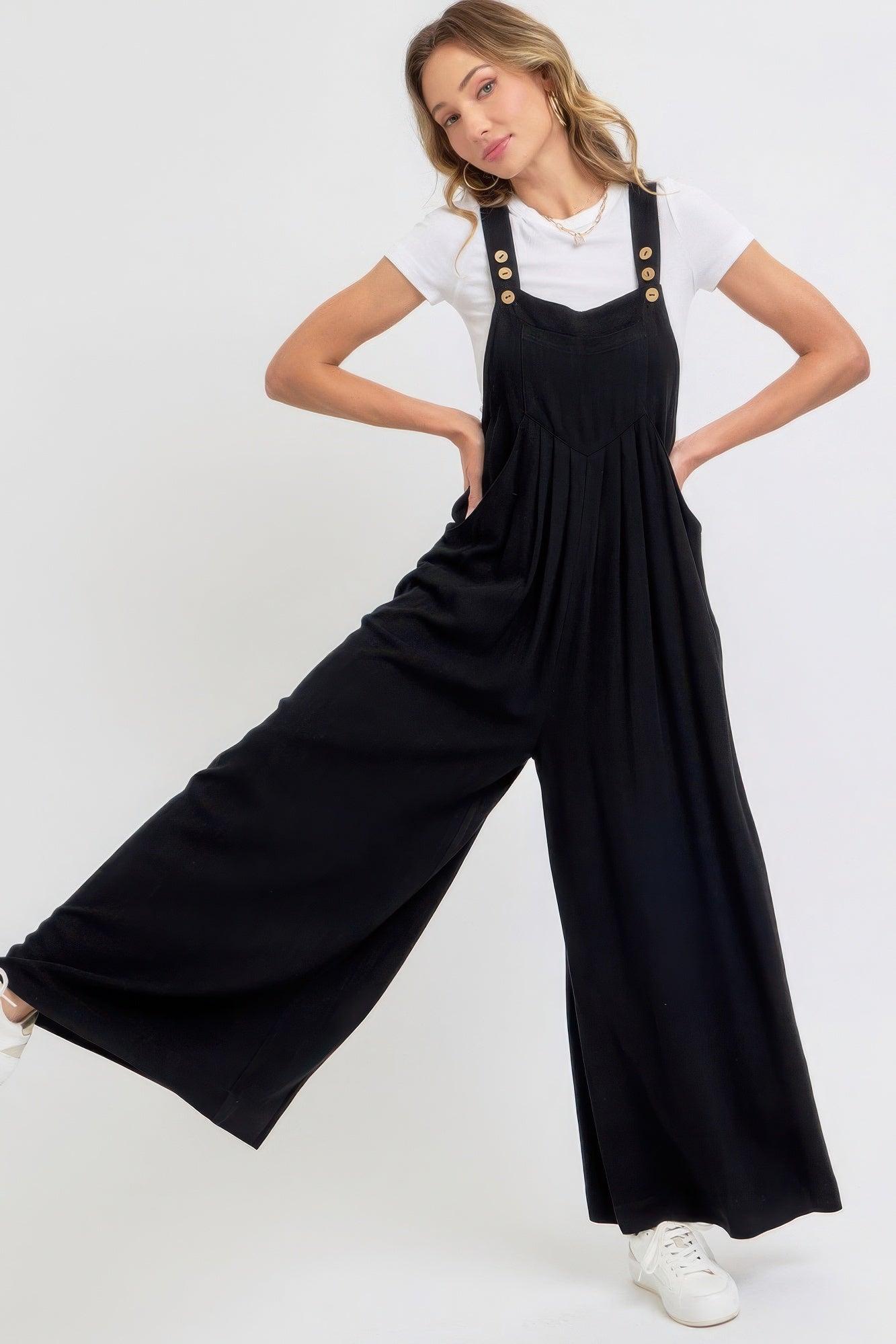 Adjustable Strap Overall Wide Leg Jumpsuit | Mixtshop LLC