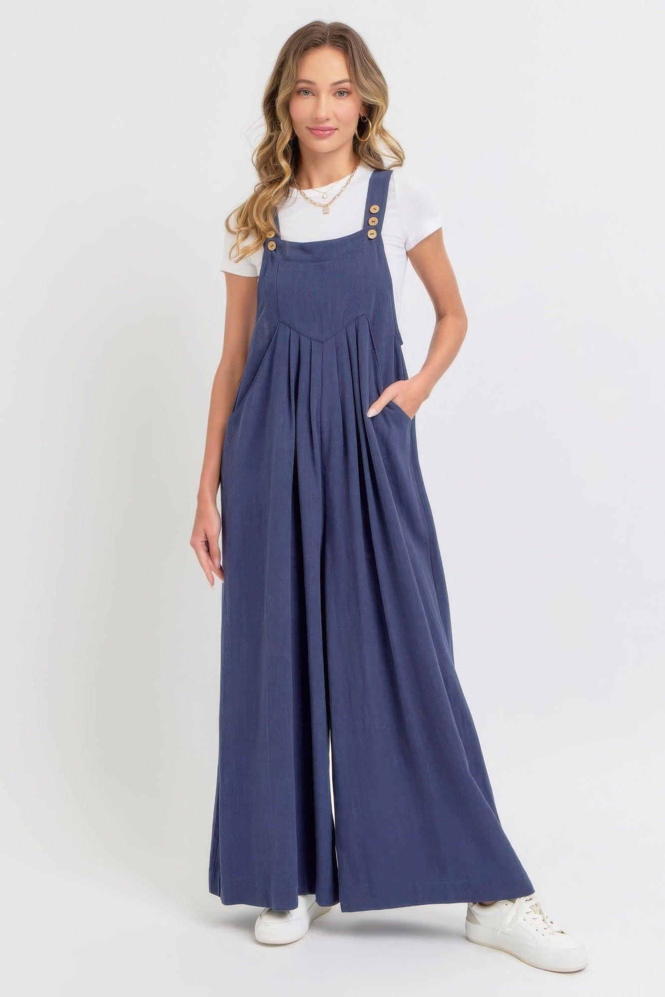 Adjustable Strap Overall Wide Leg Jumpsuit | Mixtshop LLC