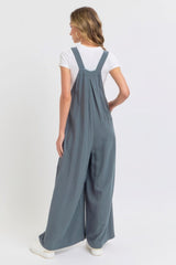 Adjustable Strap Overall Wide Leg Jumpsuit | Mixtshop LLC