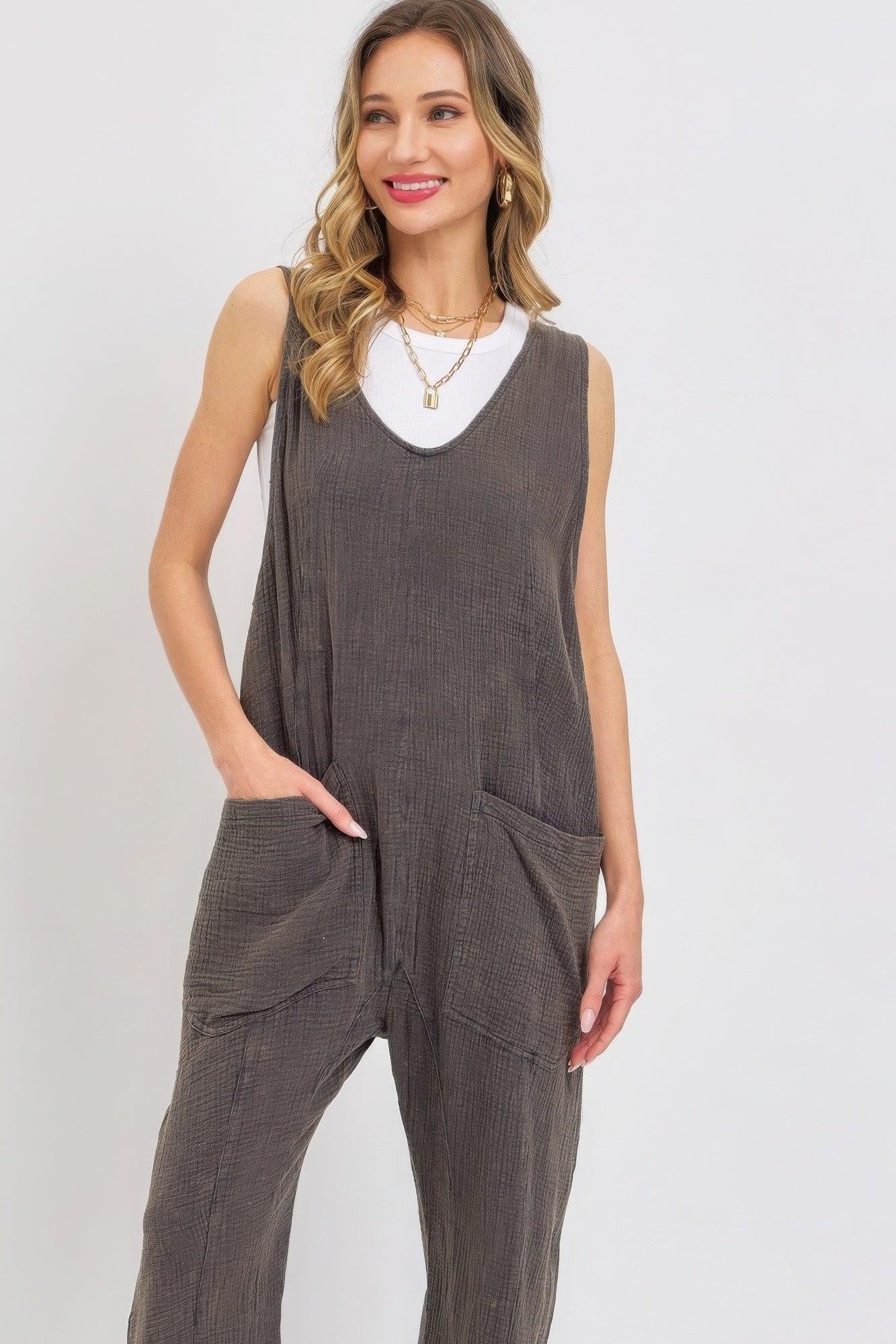Mineral Washed Summer Jumpsuit | Mixtshop LLC