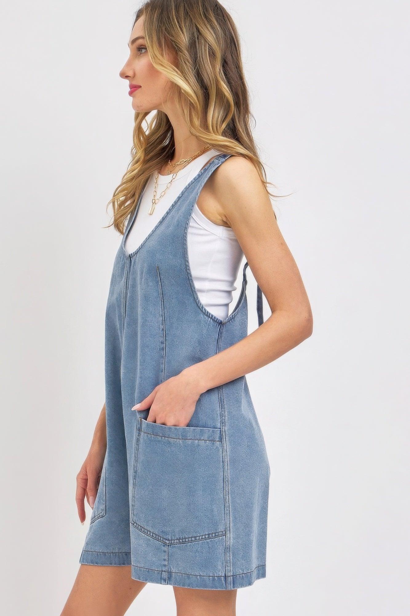 Summer Denim Overall Romper | Mixtshop LLC