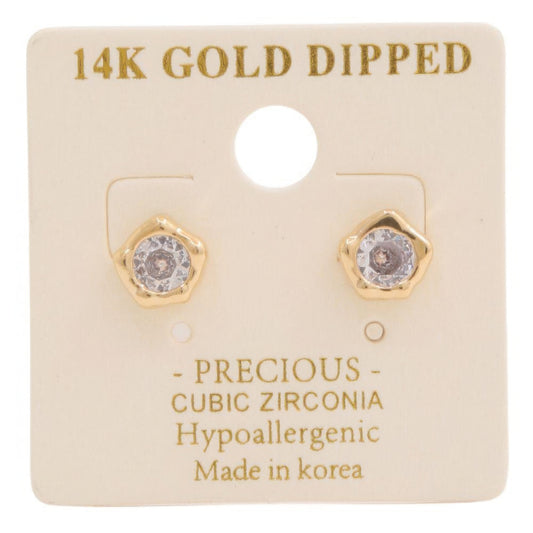 14k Gold Dipped Cz Stone Stud Earring | Mixtshop LLC