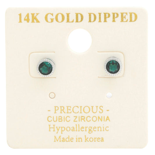 14k Gold Dipped Cz Round Earring | Mixtshop LLC