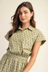 Printed drop shoulder cropped shirt | Mixtshop LLC